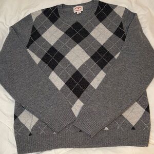 Brooks Brothers Gray Argyle Lambswool Sweater Size L